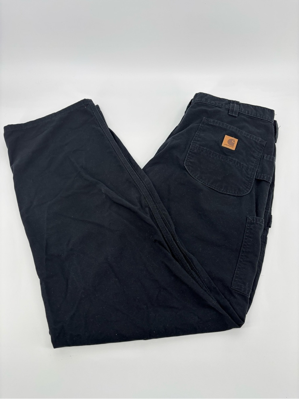 Carhartt B151 BLK Canvas Work Pants Mens 40x34 Black Loose Fit Carpenter Utility